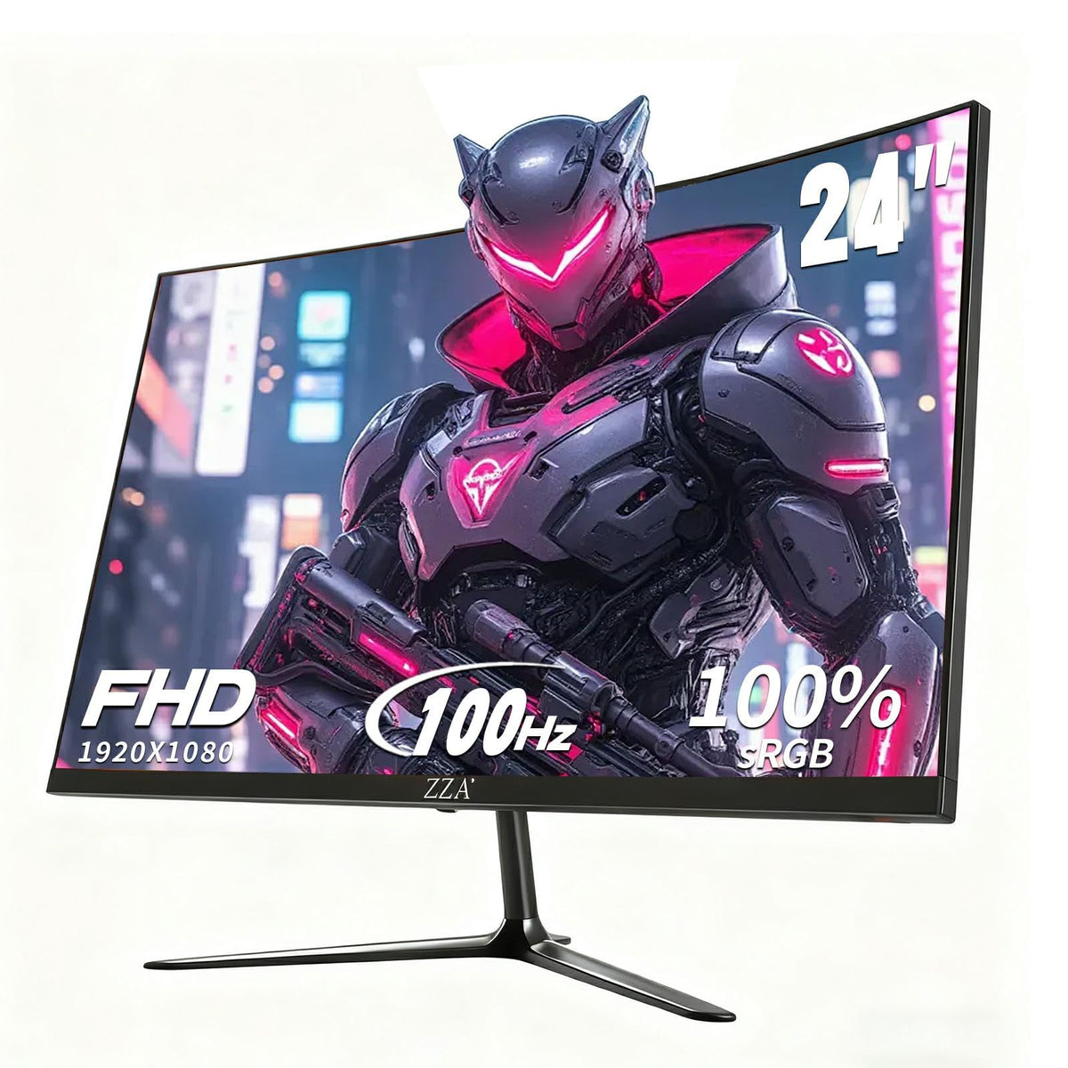 ZZA 24-inch curved monitor with a 2800R curve for immersive viewing.