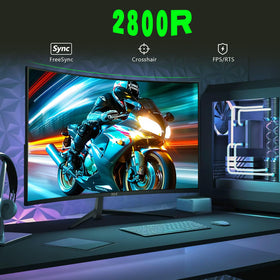 ZZA 24-inch curved monitor tilt adjustment for comfortable viewing angles.