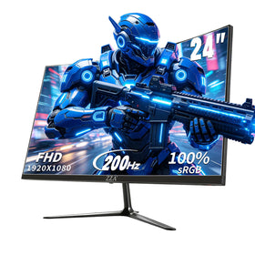 ZZA 24-inch gaming monitor front view highlighting 200Hz for smooth action