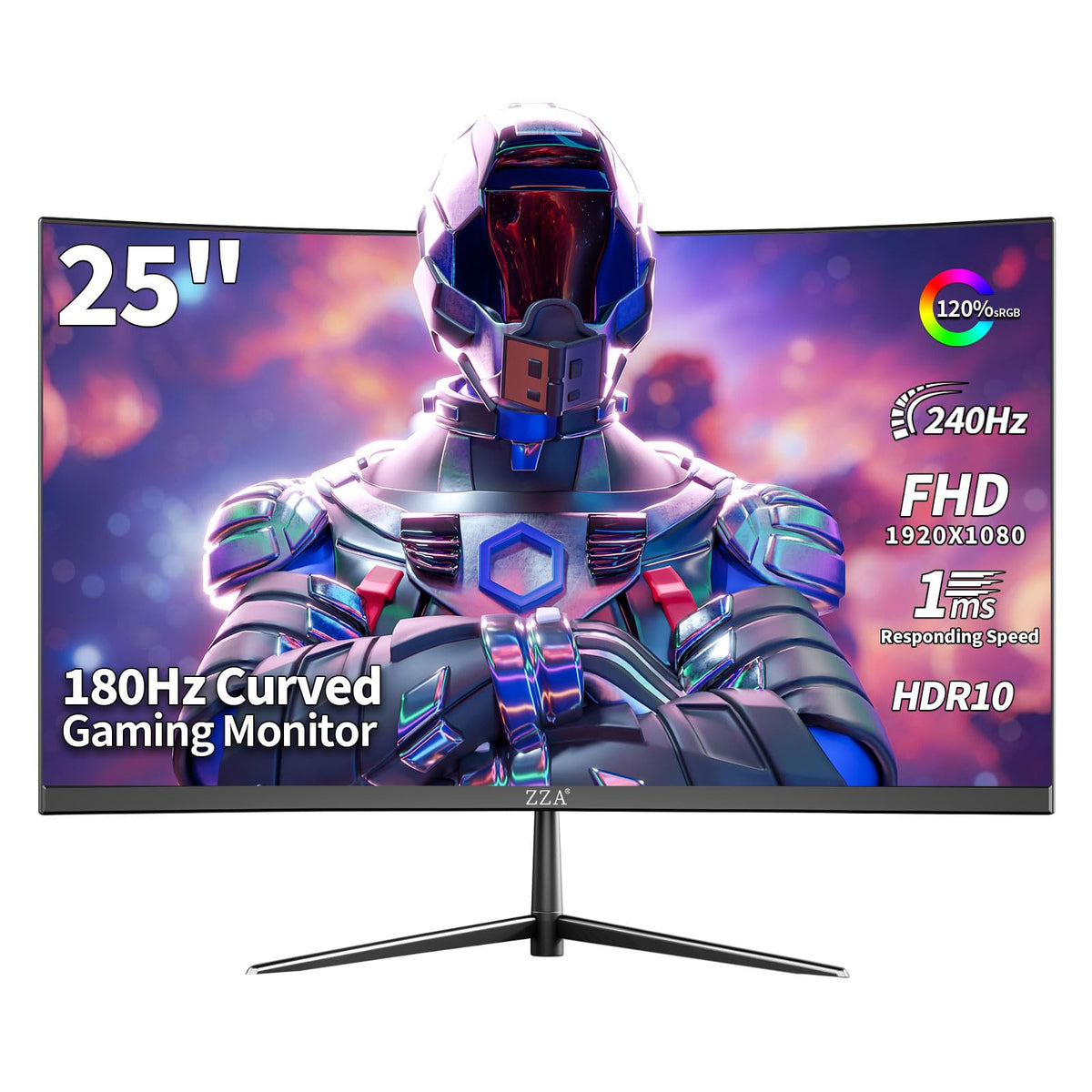 ZZA 25-inch curved monitor with 240Hz for ultra-fast, competitive gaming.