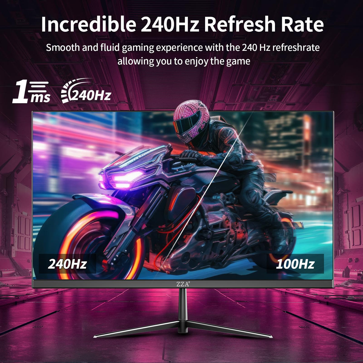 ZZA VA panel delivers deep blacks and rich contrast for immersive viewing.