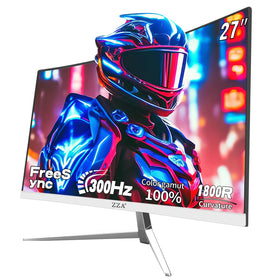 ZZA 27-inch curved gaming monitor on desk setup for comfortable extended sessions.