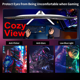 ZZA curved monitor tilt adjustment supports personalized ergonomic viewing angles.
