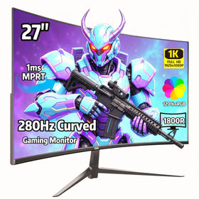 ZZA 27-inch curved monitor highlighting 280Hz capability for esports action