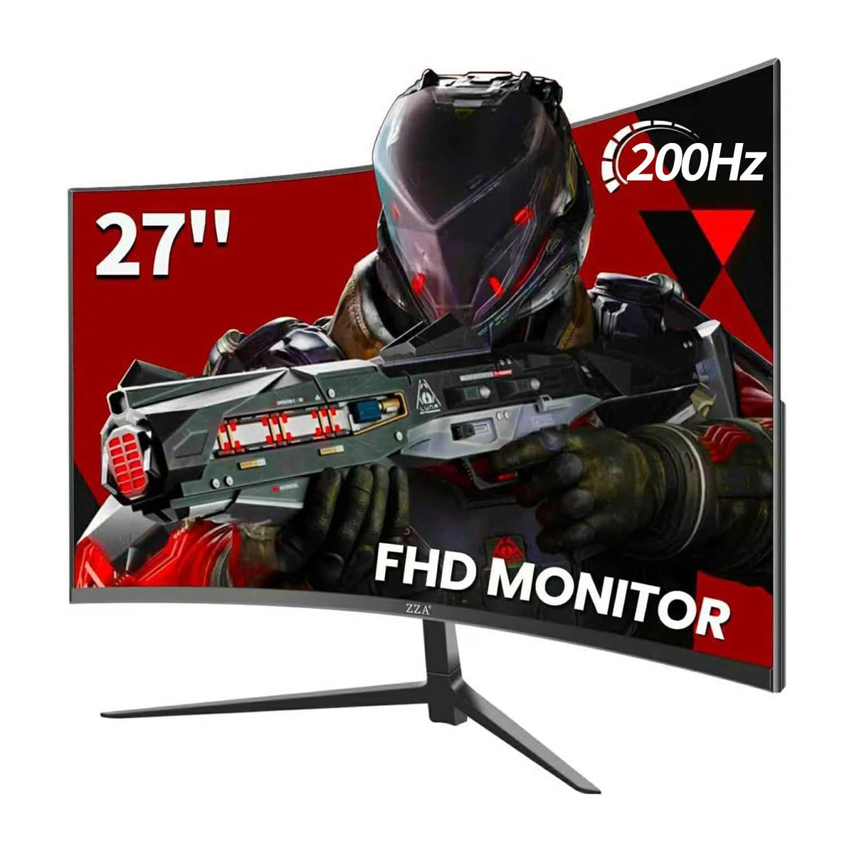 ZZA 27-inch curved gaming monitor with 200Hz refresh for ultra-smooth gameplay