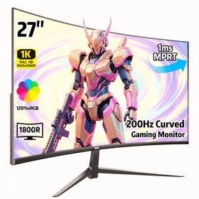 ZZA 27-inch curved gaming monitor front view with 200Hz for smooth gameplay