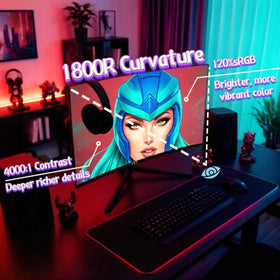 ZZA monitor tilt adjustment demonstrates ergonomic comfort in curved design