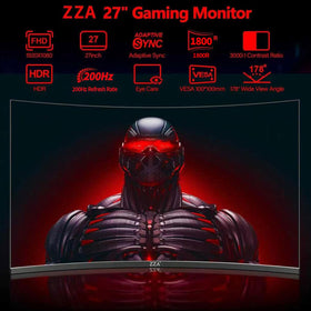 ZZA 27-inch curved monitor ergonomic stand adjusting tilt, swivel, and height