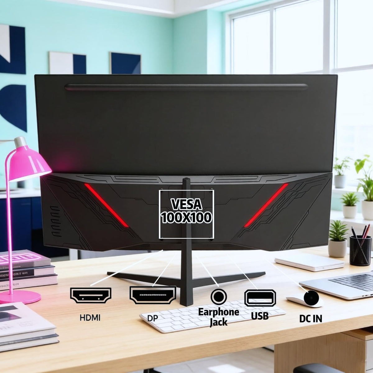 ZZA curved monitor with frameless design suits compact setups
