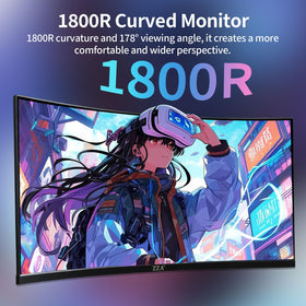 ZZA 27-inch curved gaming monitor tilt adjustment for ergonomic comfort