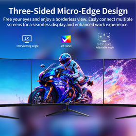 ZZA 27-inch curved gaming monitor VESA mount compatibility for easy mounting