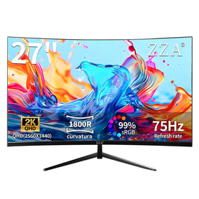 ZZA 27-inch curved monitor 1440p delivers sharp details for gaming and productivity