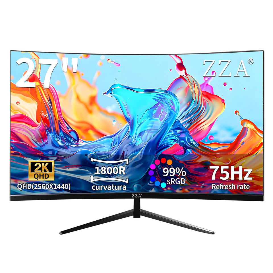ZZA 27-inch curved monitor 1440p delivers sharp details for gaming and productivity