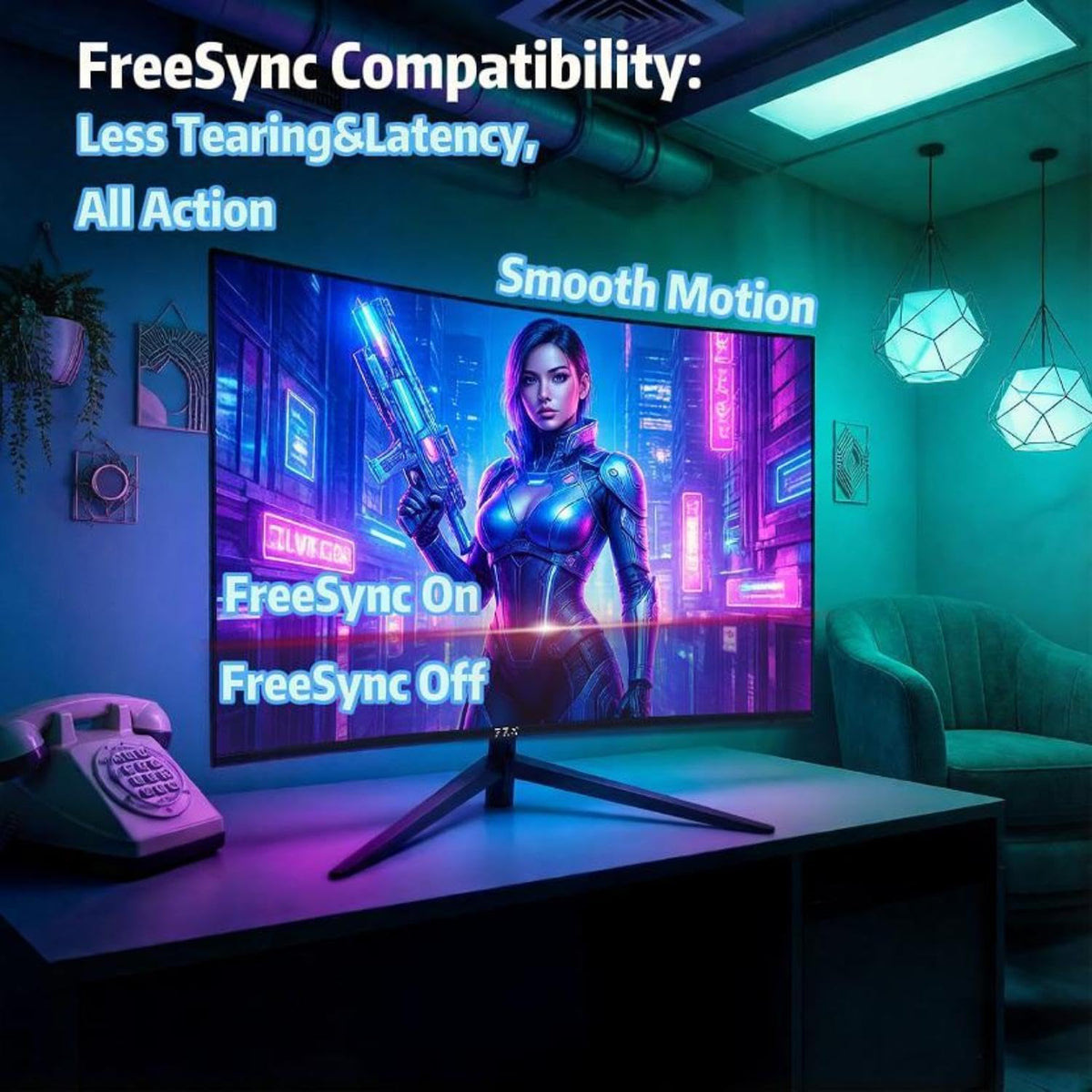 ZZA 27-inch curved monitor with HDMI and DP ports for versatile connectivity