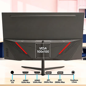 ZZA 27-inch curved monitor ergonomic stand shows adjustable tilt for comfortable long sessions