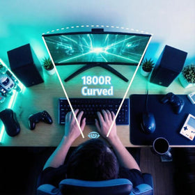 ZZA 27-inch curved monitor FHD resolution for crisp details and sharp text