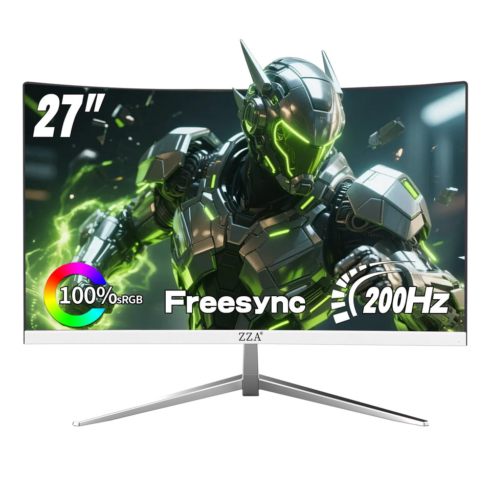 ZZA 27-inch curved monitor front view for immersive gaming
