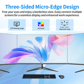 ZZA 27-inch monitor with HDMI VGA ports for effortless device compatibility and clean desk setup.