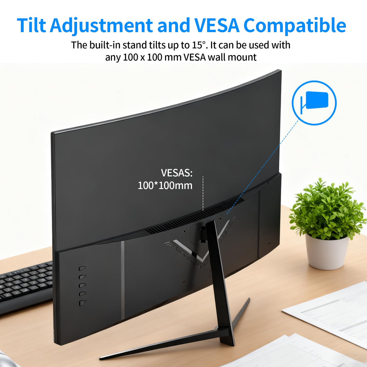 ZZA wall-mount capable monitor for flexible desk layouts and space saving.