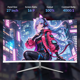 ZZA 27-inch white gaming monitor full-hd-1080p delivers crisp images in action