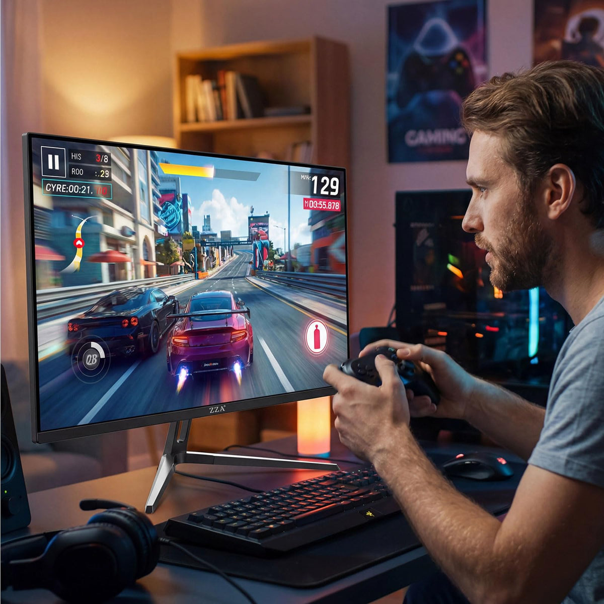 ZZA 27-inch monitor without built-in speakers for a clean setup