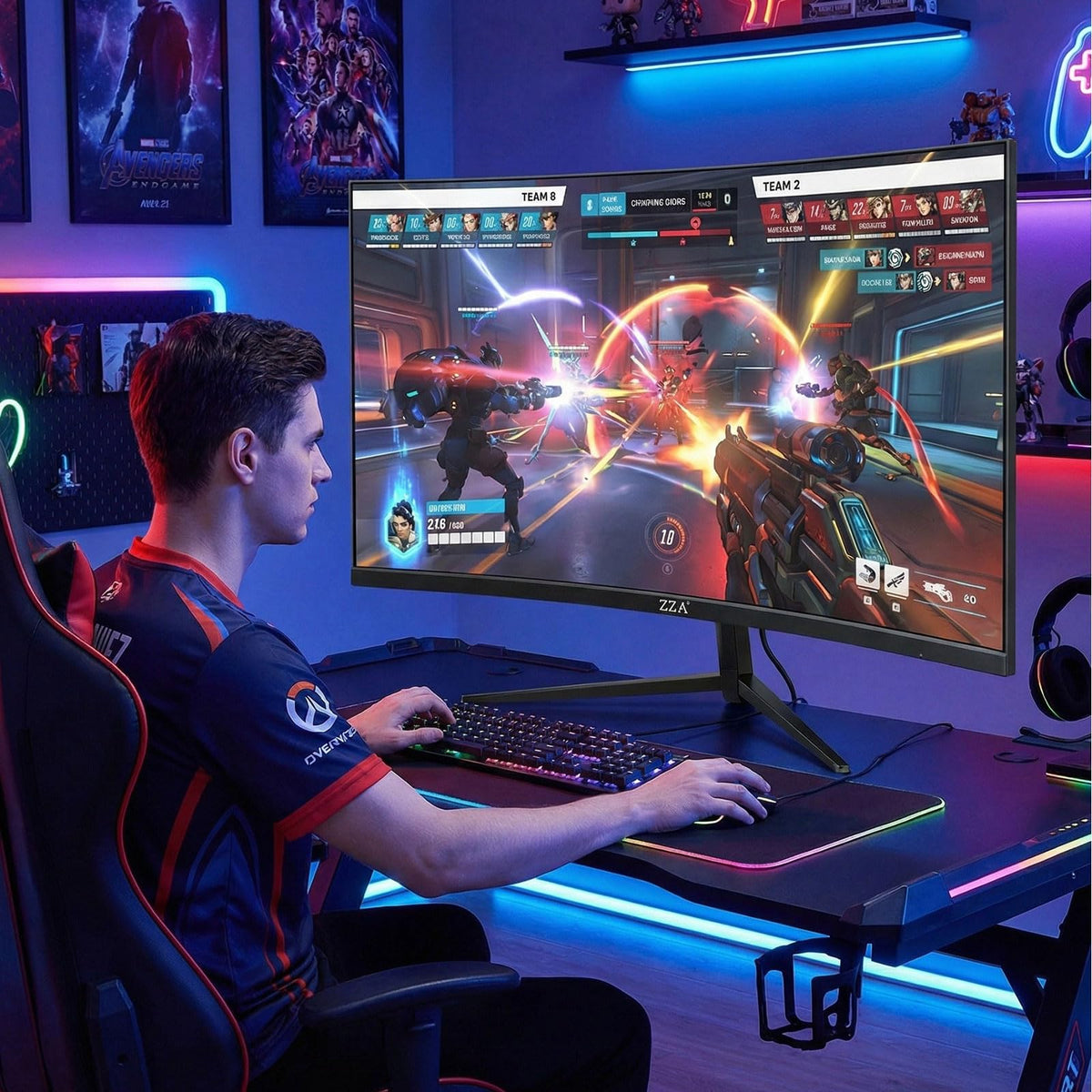 ZZA 3-sided frameless bezel enables seamless multi-monitor setups.