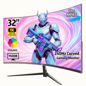 ZZA 32-inch curved monitor front view showing immersive gaming experience