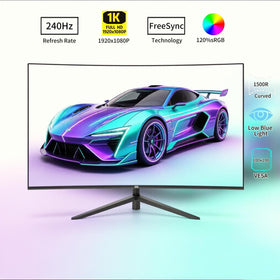 ZZA 32-inch curved monitor with V-shaped base for stable setup