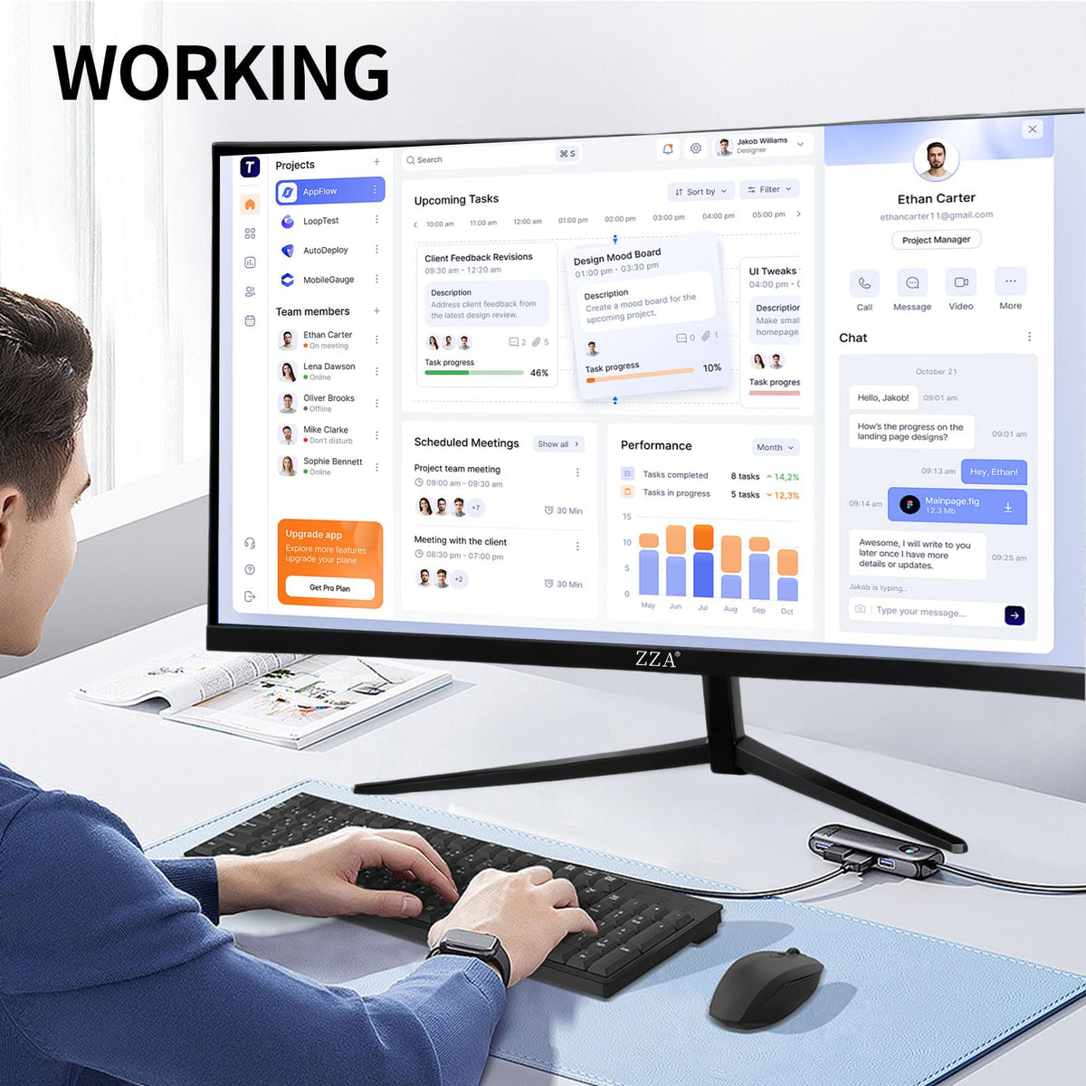 VA panel of the ZZA monitor delivers high contrast and rich colors for editing.