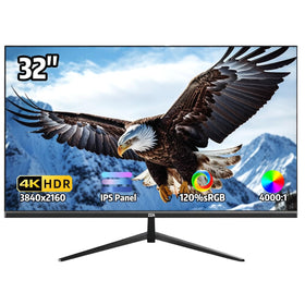 ZZA 32-inch 4K monitor with tilt-adjustable stand for comfortable viewing.