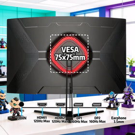 ZZA monitor delivers smooth 160Hz refresh rate with FreeSync for competitive play.