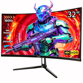 ZZA 32-inch curved gaming monitor with 4K display for immersive gameplay.