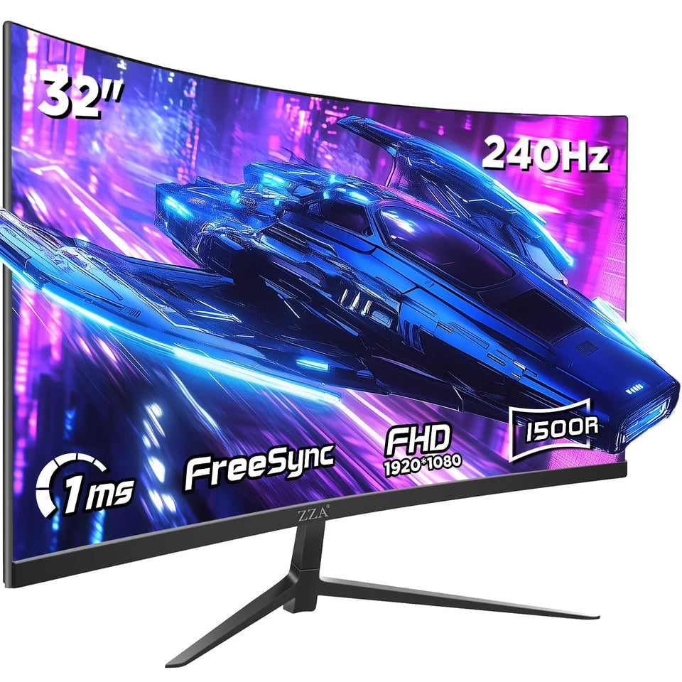 ZZA 32-inch curved monitor offers immersive curve for an expansive field of view.
