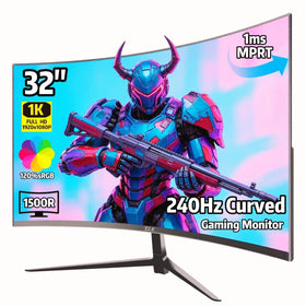ZZA 32-inch curved monitor front view for immersive gaming.