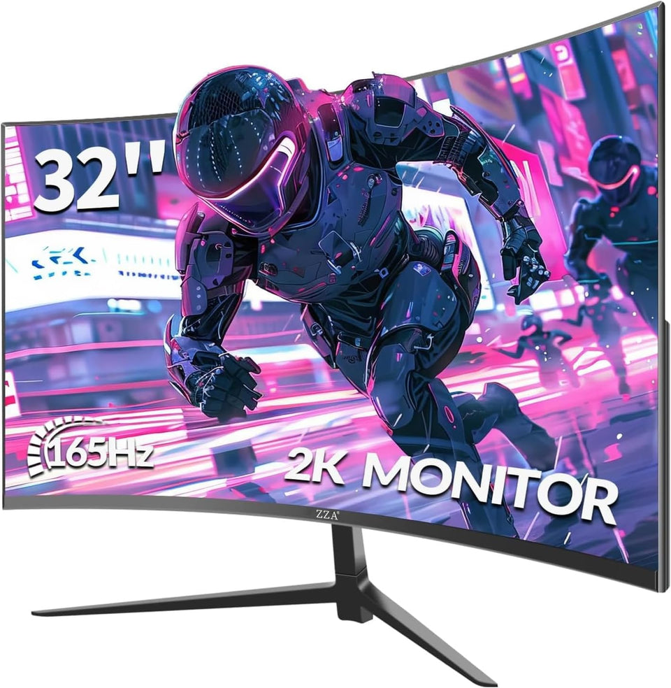 ZZA 32-inch curved monitor with multiple ports for flexible, tidy setups.