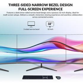 ZZA 32-inch 4K curved monitor with 178-degree viewing angles for consistent colors.