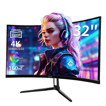 ZZA 32-inch 4K curved monitor for immersive gaming visuals.
