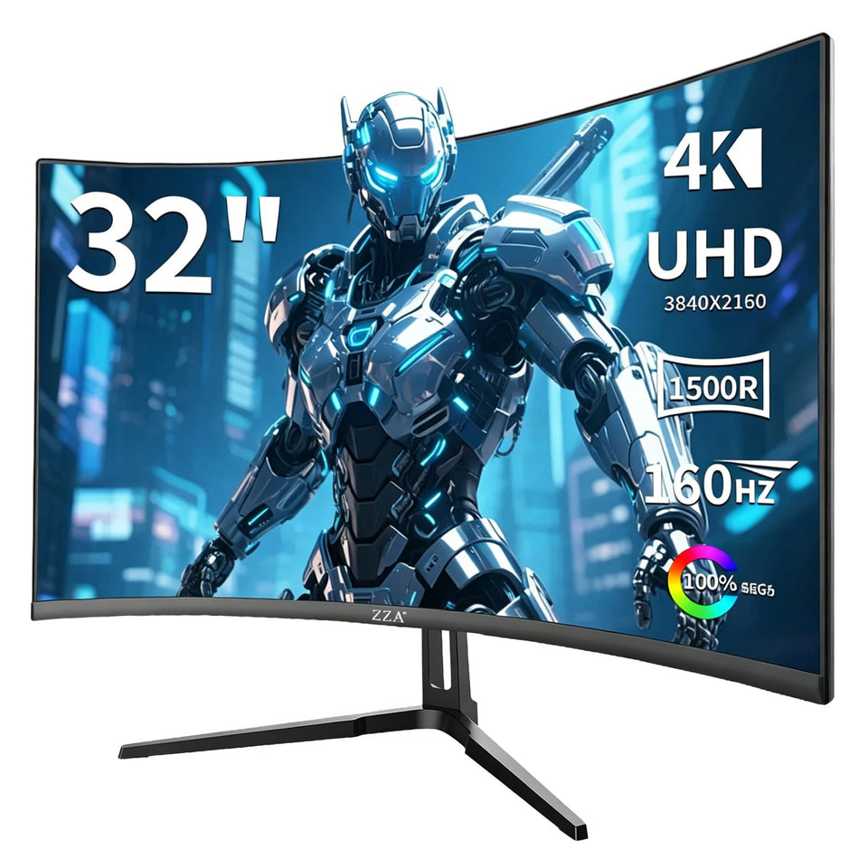 ZZA 32-inch 4K curved monitor delivering immersive gaming and cinema visuals