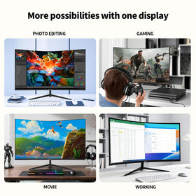 ZZA 32-inch monitor enhances your desk setup with a sleek profile.