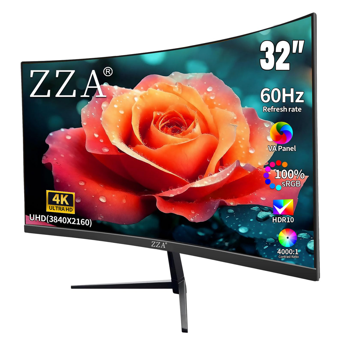 ZZA 32-inch immersive display offers sharp detail for work and entertainment.