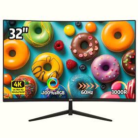 ZZA 32-inch 4K curved monitor front view showing immersive color and detail.