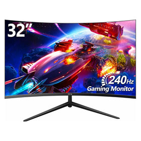 ZZA 32-inch curved monitor front view with immersive 1500R curvature.