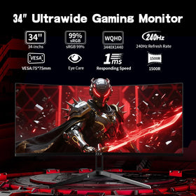 ZZA 34-inch curved monitor with 240Hz refresh enhances smooth, competitive gameplay.
