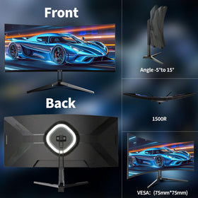 ZZA 34-inch curved monitor with bezel-free design maximizes screen real estate.