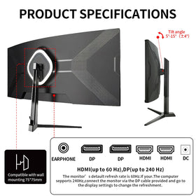 ZZA monitor with dual inputs enables easy PC and console connections.