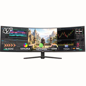 ZZA 49 curved gaming monitor front view for immersive gameplay.