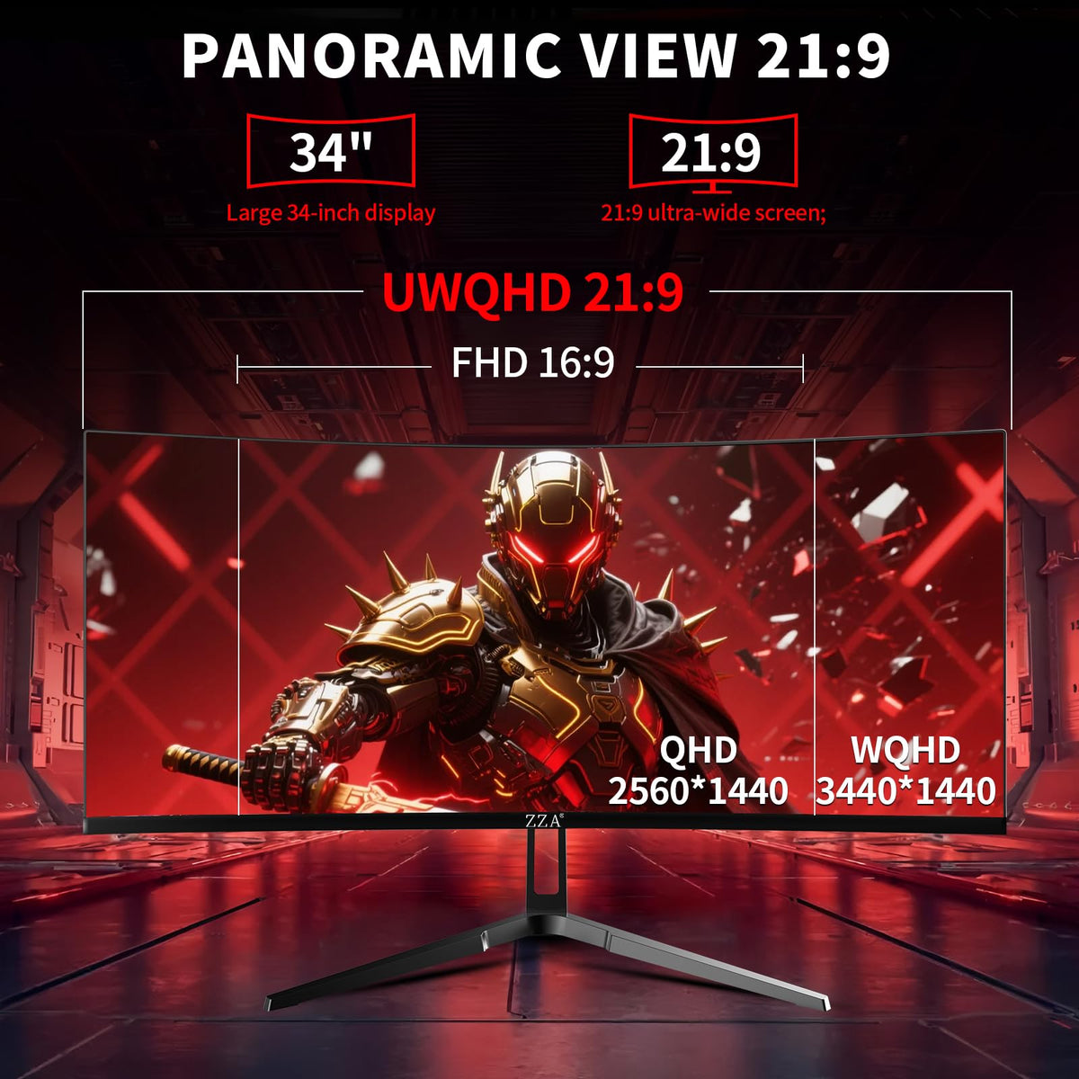 ZZA monitor features adaptive sync for tear-free visuals during fast action.