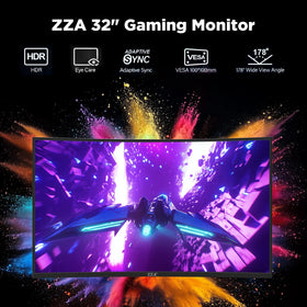 ZZA FreeSync compatible monitor delivers tear-free visuals for competitive gaming.