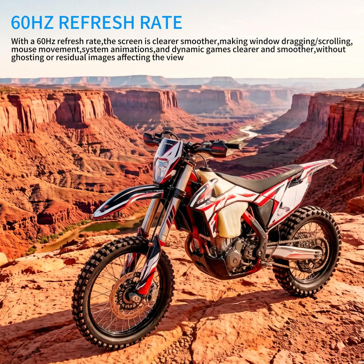 ZZA FreeSync 60Hz display for smooth gaming and videos.