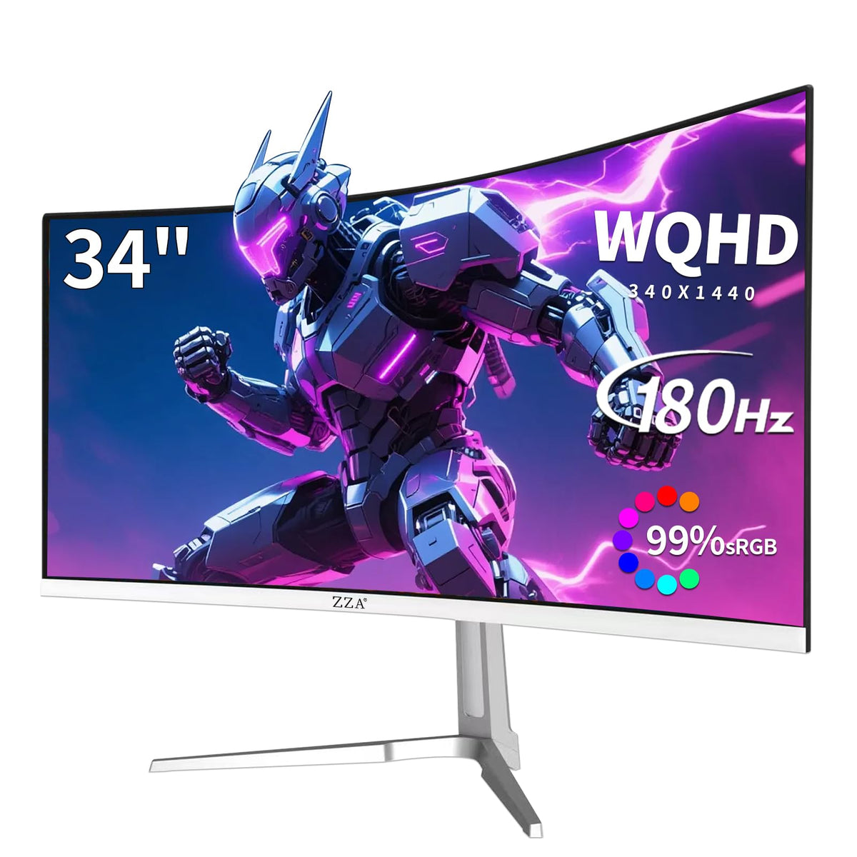 ZZA UltraWide 1500R curve enhances immersive viewing for gaming and editing.